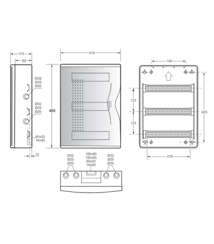 Armario Superficie 36 Módulos (3x12) Puerta Transparente Fumé
