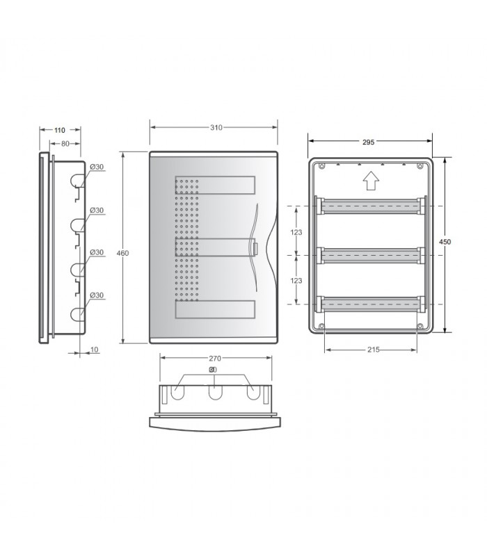 Armario Empotrar 36 Módulos (3x12) Puerta Transparente Fumé