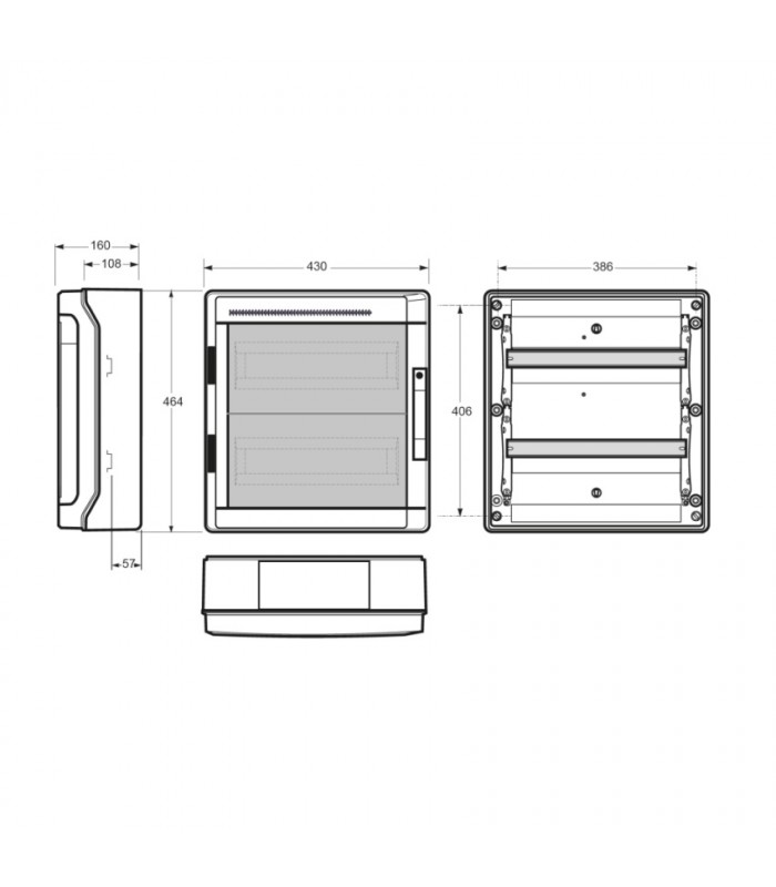 Armario Superficie 36 Módulos (2x18) Puerta Transparente IP65