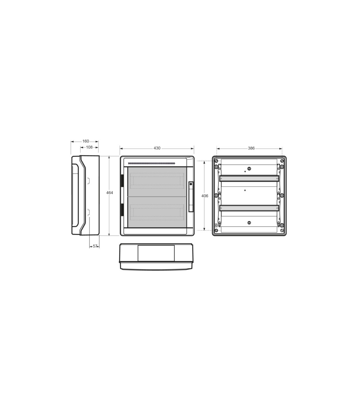 Armario Superficie 36 Módulos (2x18) Puerta Transparente IP65