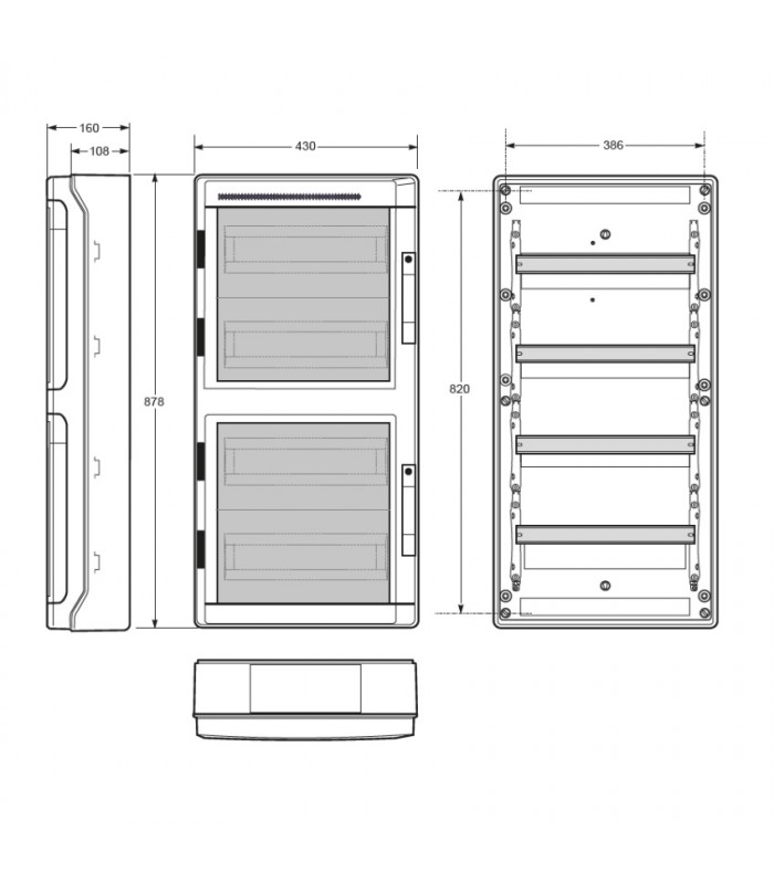 Armario Superficie 72 Módulos (4x18) Puerta Transparente IP65