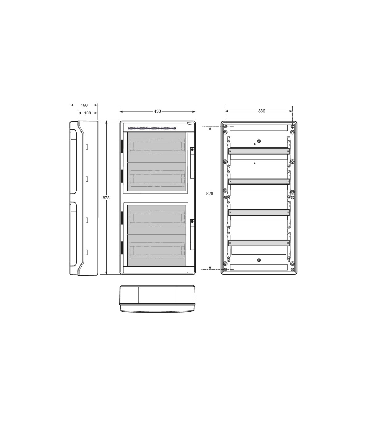 Armario Superficie 72 Módulos (4x18) Puerta Transparente IP65
