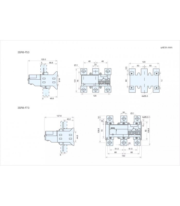 Relé térmico 3SR8-F de 90-150A para contactores 3SC8-F115