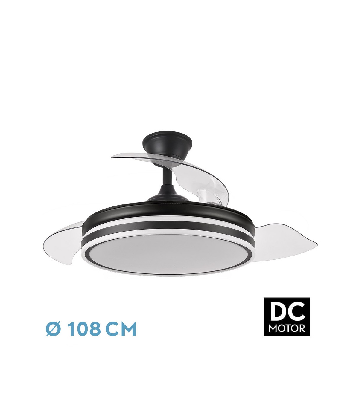 Ventilador Bayomo DC 59W 6980Lm 4 Aspas Negro CCT