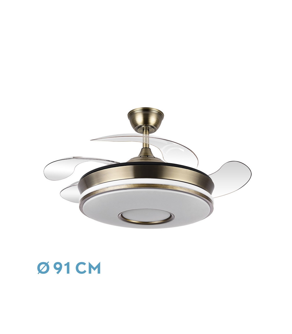 Ventilador de Techo Dani-XS Cuero DC 59W 6980Lm 4 Aspas CCT