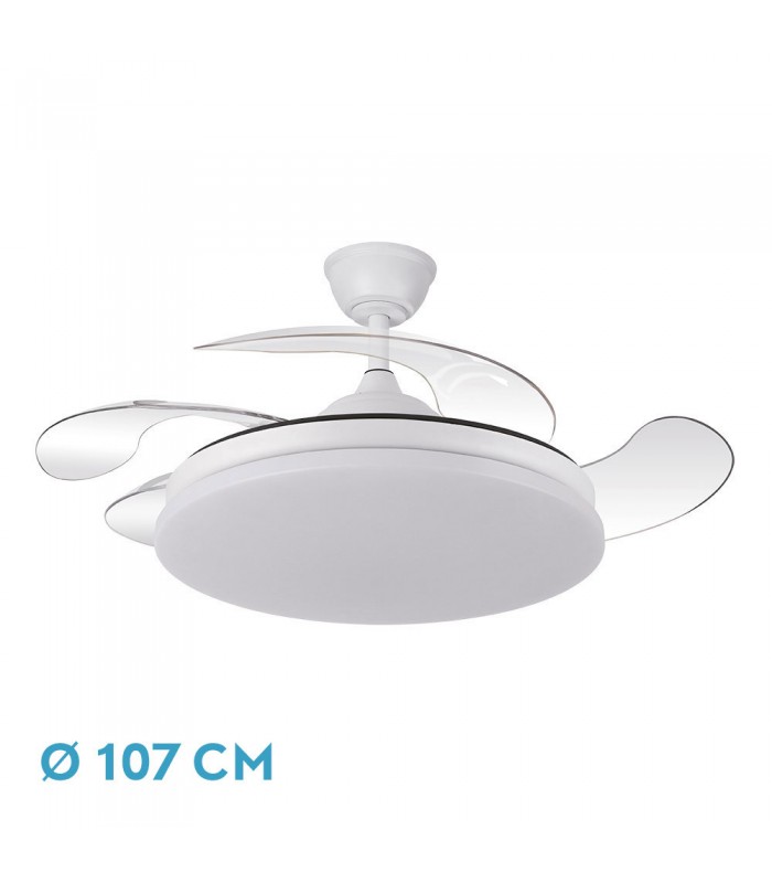 Ventilador de Techo TRIDENTE Blanco DC 59W 6980Lm 4 Aspas CCT