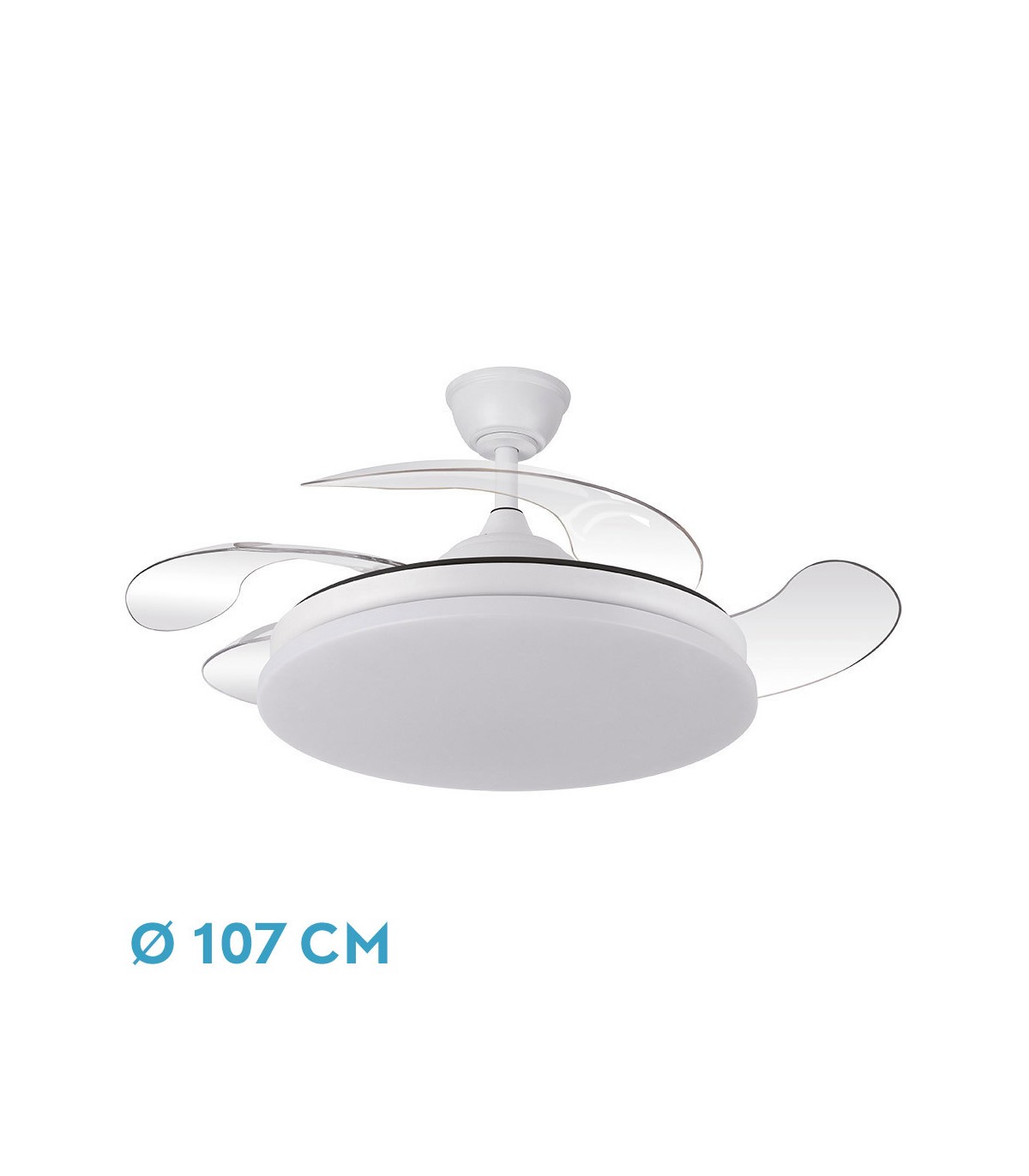 Ventilador de Techo TRIDENTE Blanco DC 59W 6980Lm 4 Aspas CCT