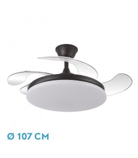 Ventilador de Techo TRIDENTE Negro DC 59W 6980Lm 4 Aspas CCT