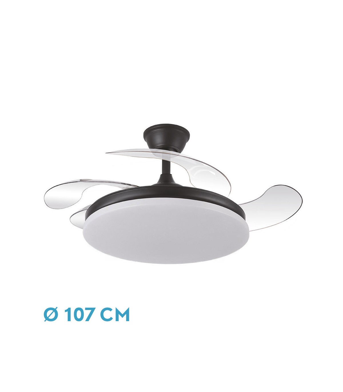 Ventilador de Techo TRIDENTE Negro DC 59W 6980Lm 4 Aspas CCT