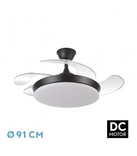 Ventilador de Techo TRIDENTE-XS Negro DC 59W 6980Lm 4 Aspas CCT