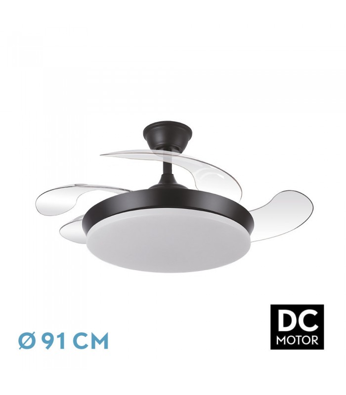 Ventilador de Techo TRIDENTE-XS Negro DC 59W 6980Lm 4 Aspas CCT