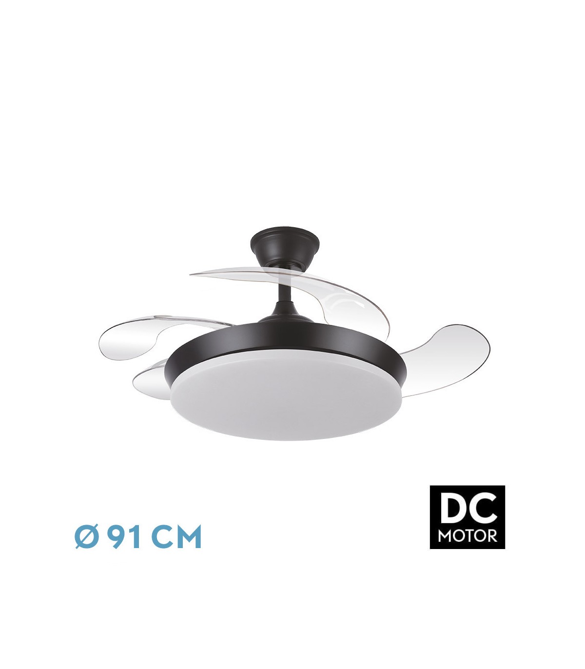 Ventilador de Techo TRIDENTE-XS Negro DC 59W 6980Lm 4 Aspas CCT