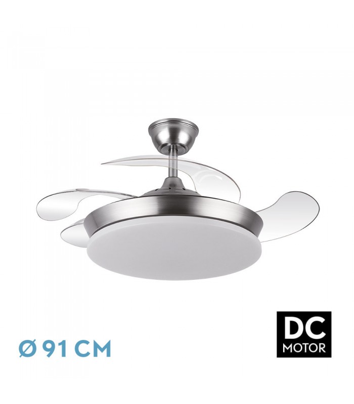 Ventilador de Techo TRIDENTE-XS Níquel DC 59W 6980Lm 4 Aspas CCT