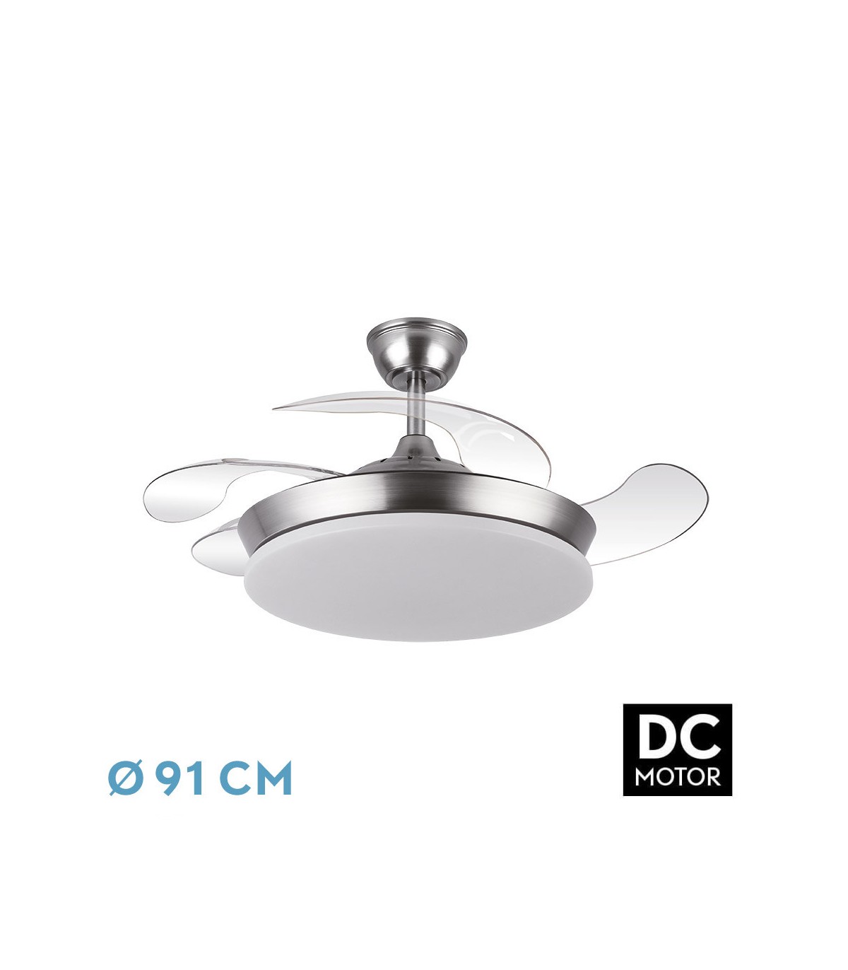 Ventilador de Techo TRIDENTE-XS Níquel DC 59W 6980Lm 4 Aspas CCT