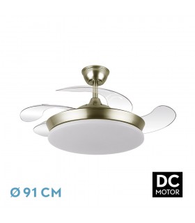 Ventilador de Techo TRIDENTE-XS Cuero DC 59W 6980Lm 4 Aspas CCT