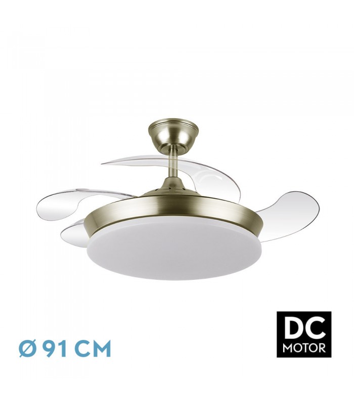 Ventilador de Techo TRIDENTE-XS Cuero DC 59W 6980Lm 4 Aspas CCT