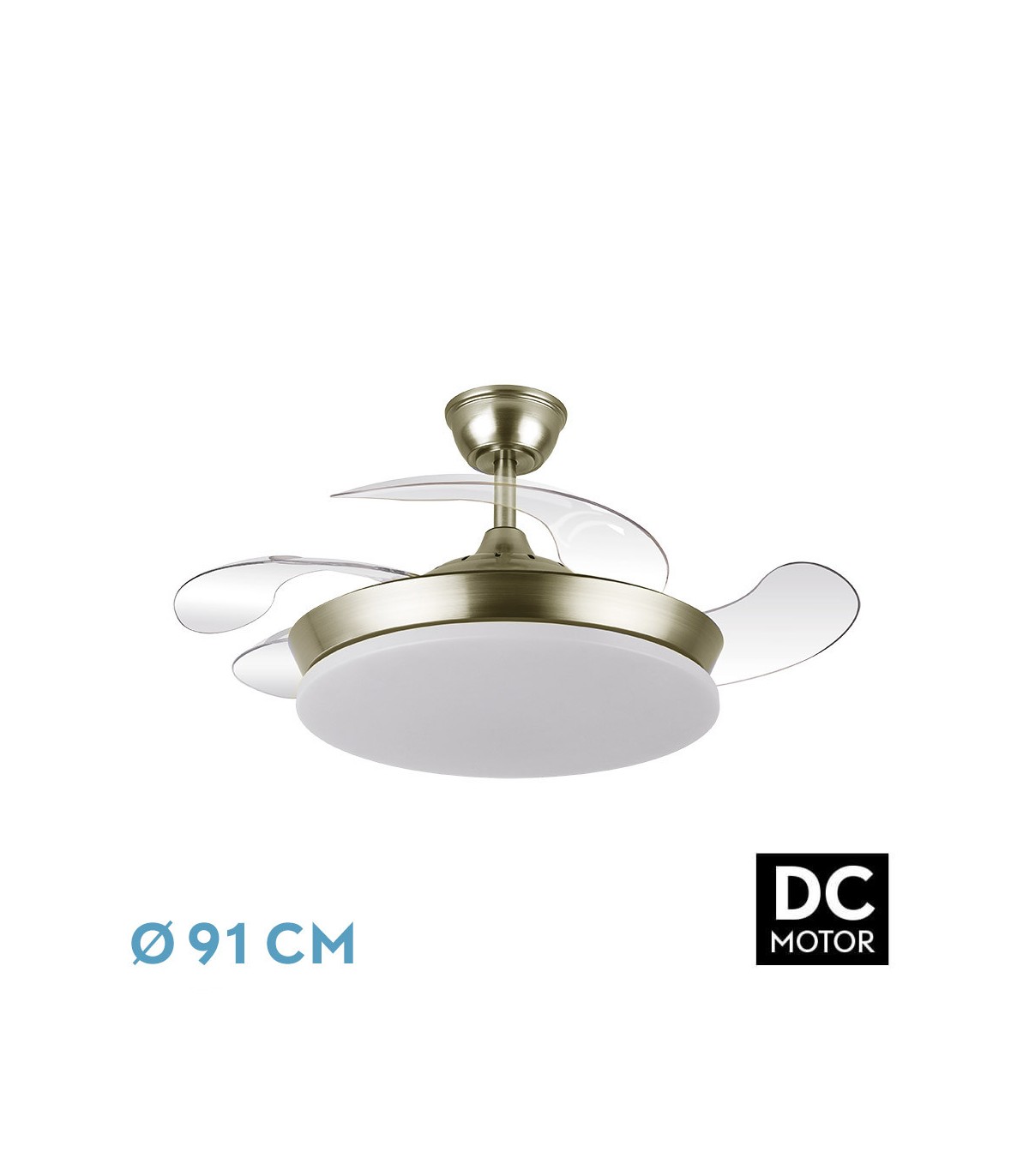 Ventilador de Techo TRIDENTE-XS Cuero DC 59W 6980Lm 4 Aspas CCT
