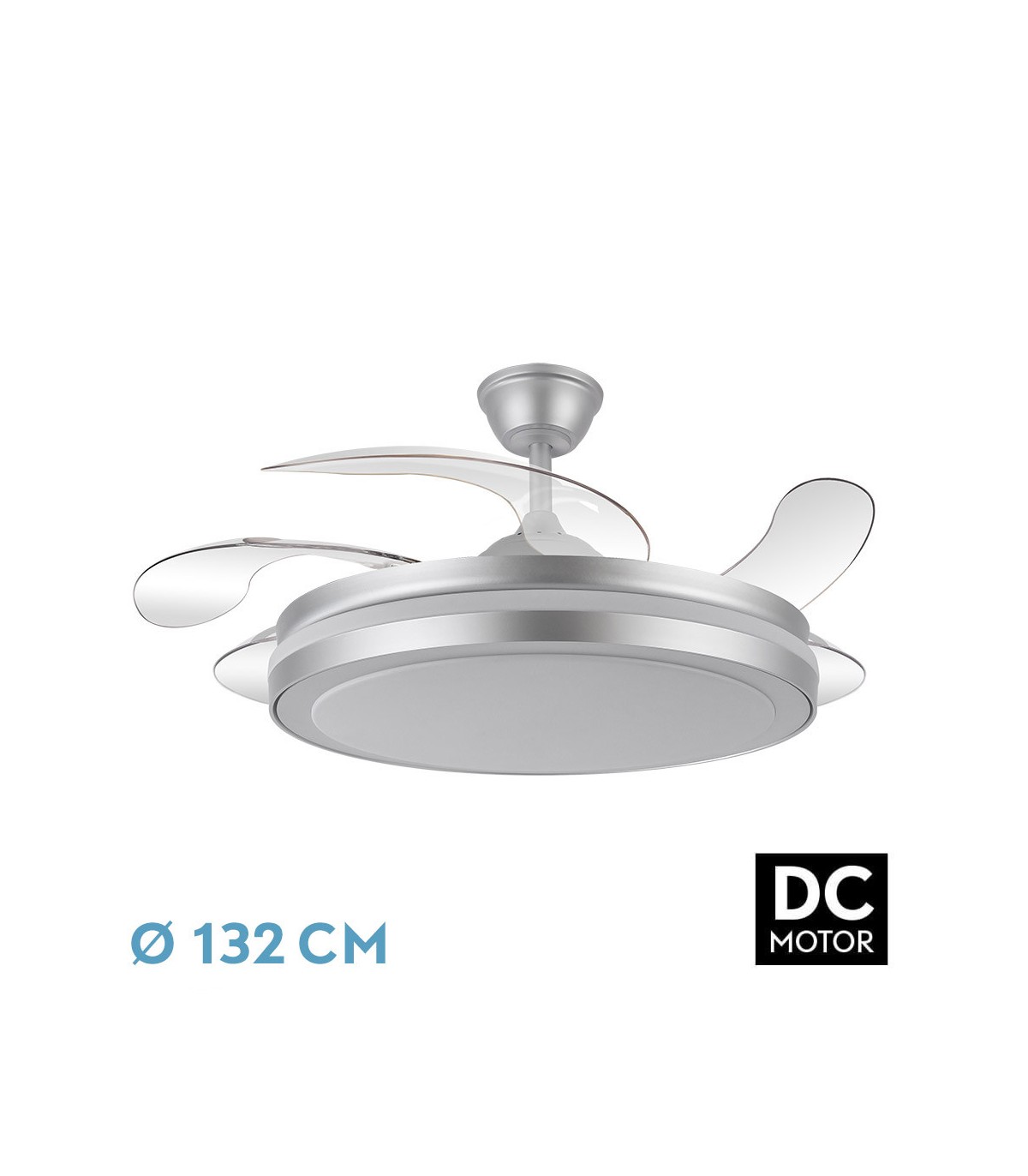Ventilador Esparta-XL DC 80W 10255Lm 5 Aspas Plata CCT