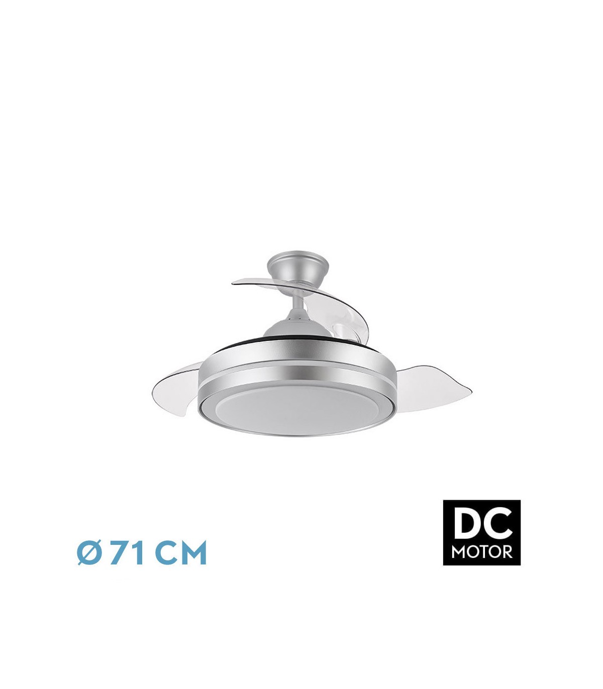Ventilador Esparta-XXS DC 44W 5182Lm 3 Aspas Plata CCT
