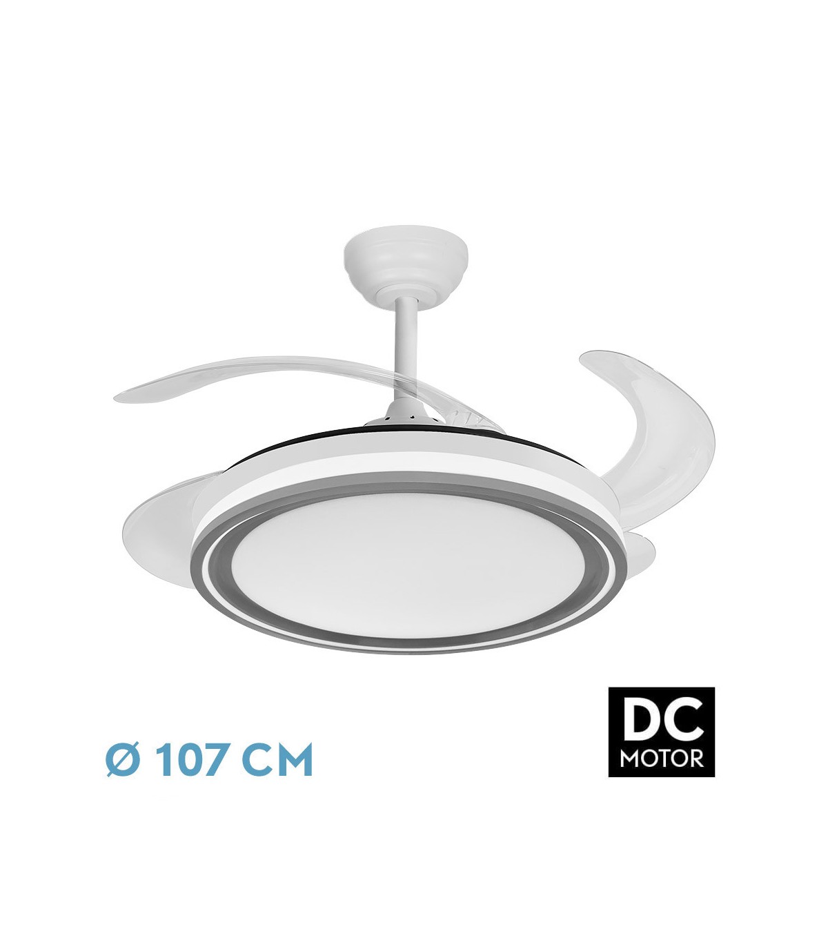 Ventilador de Techo BANDIDO Blanco/Gris DC 59W 5900Lm 4 Aspas CCT