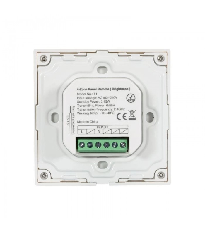 Mando de pared RF 4 Zonas 220V Monocolor MiBoxer