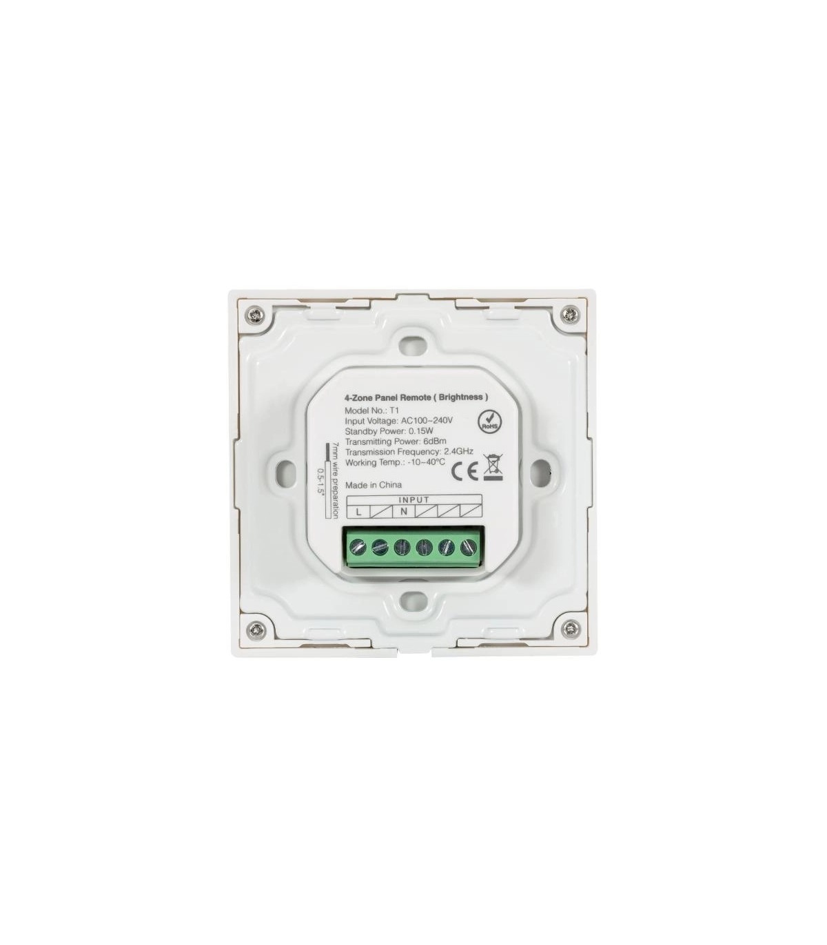 Mando de pared RF 4 Zonas 220V Monocolor MiBoxer