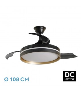 Ventilador de Techo MANDARIN Negro/Oro DC 72W 7200Lm 3 Aspas CCT