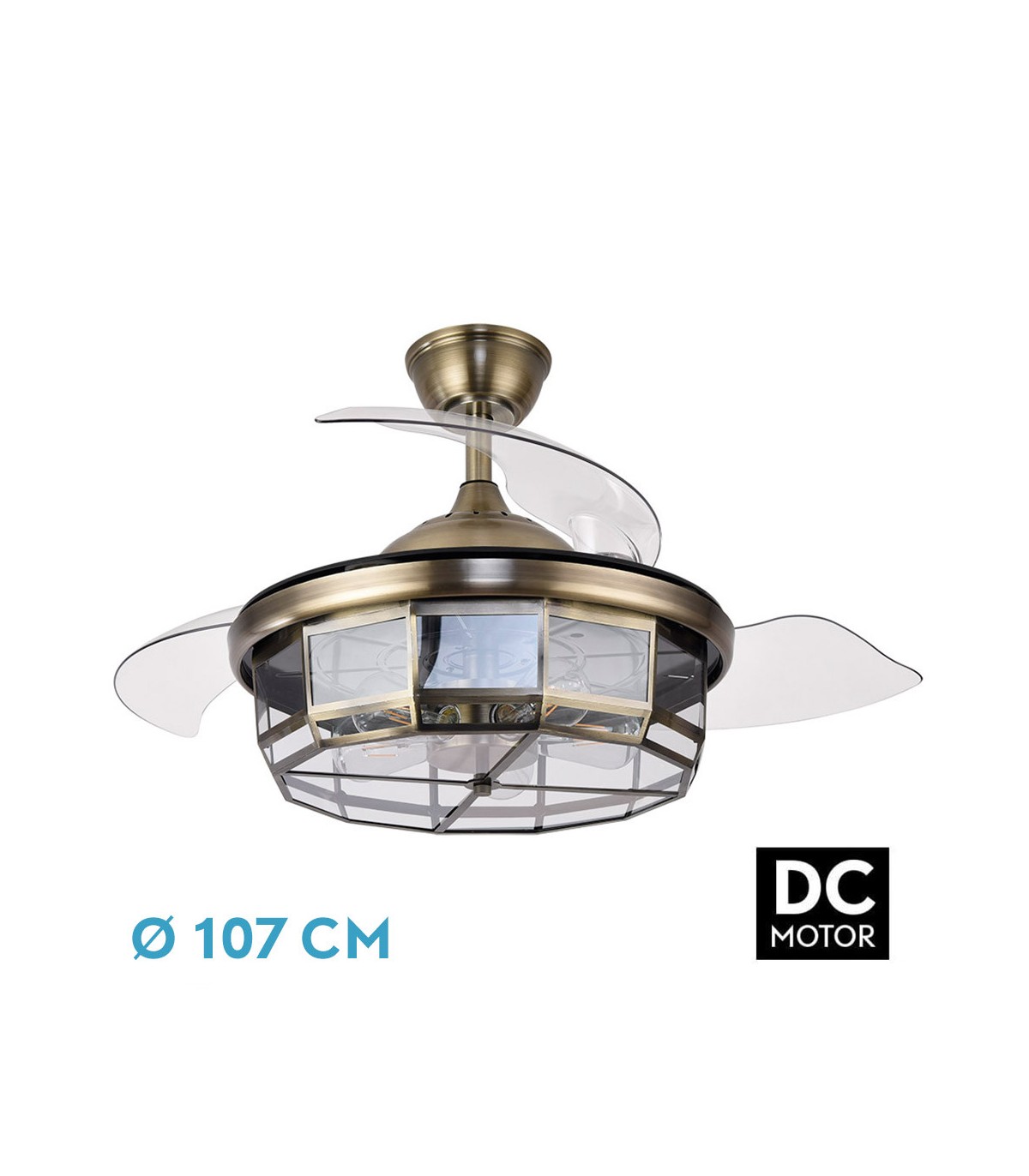 Ventilador de Techo TORNADO DC 3 Aspas 5xE27 Cuero