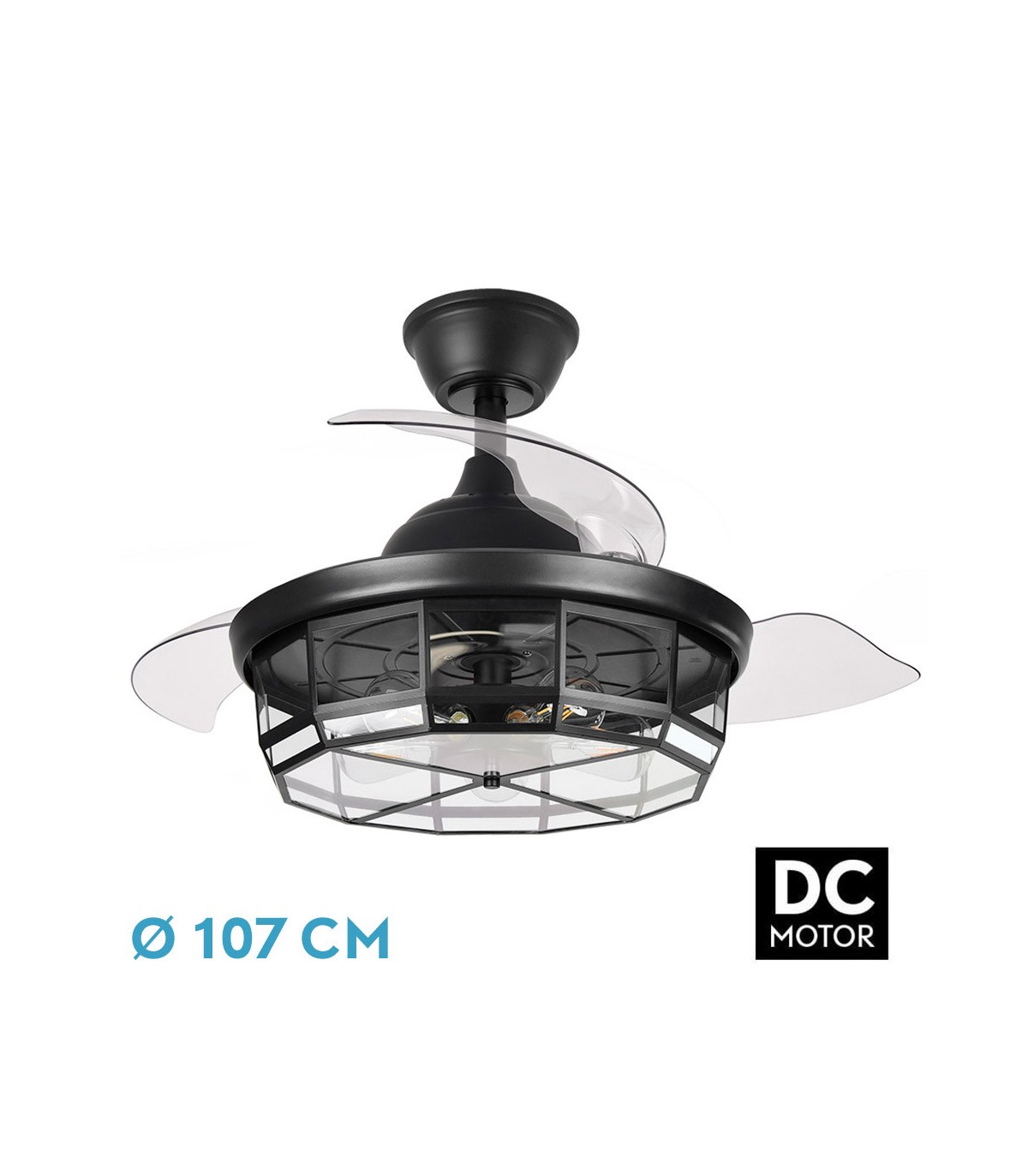 Ventilador de Techo TORNADO DC 3 Aspas 5xE27 Negro