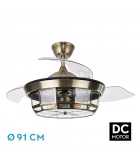 Ventilador de Techo TORNADO-XS DC 3 Aspas 3xE27 Cuero