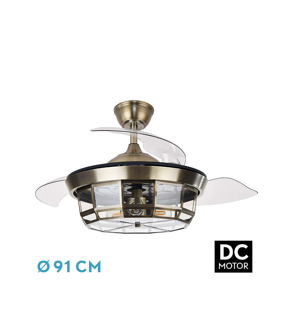 Ventilador de Techo TORNADO-XS DC 3 Aspas 3xE27 Cuero
