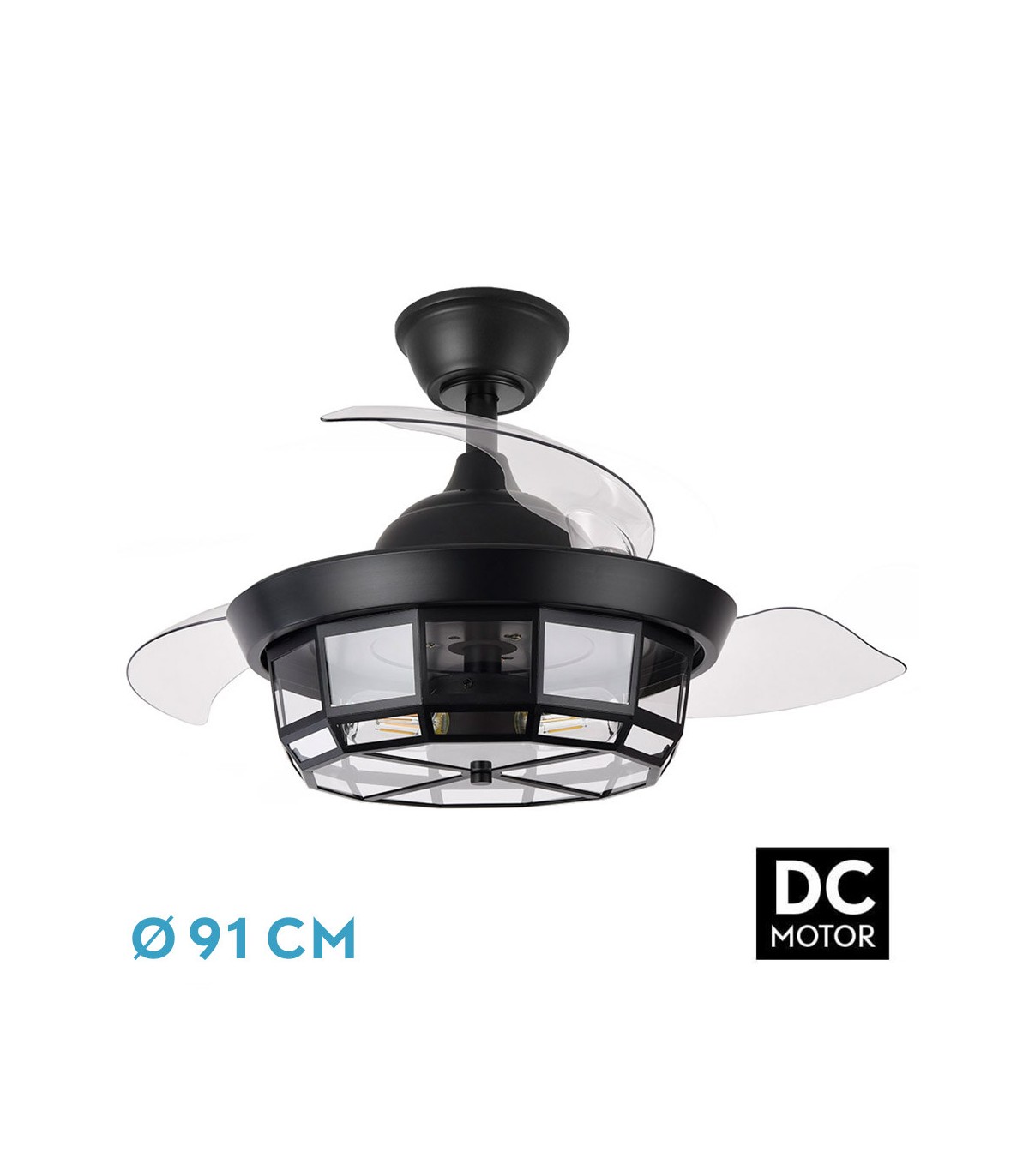 Ventilador de Techo TORNADO-XS DC 3 Aspas 3xE27 Negro