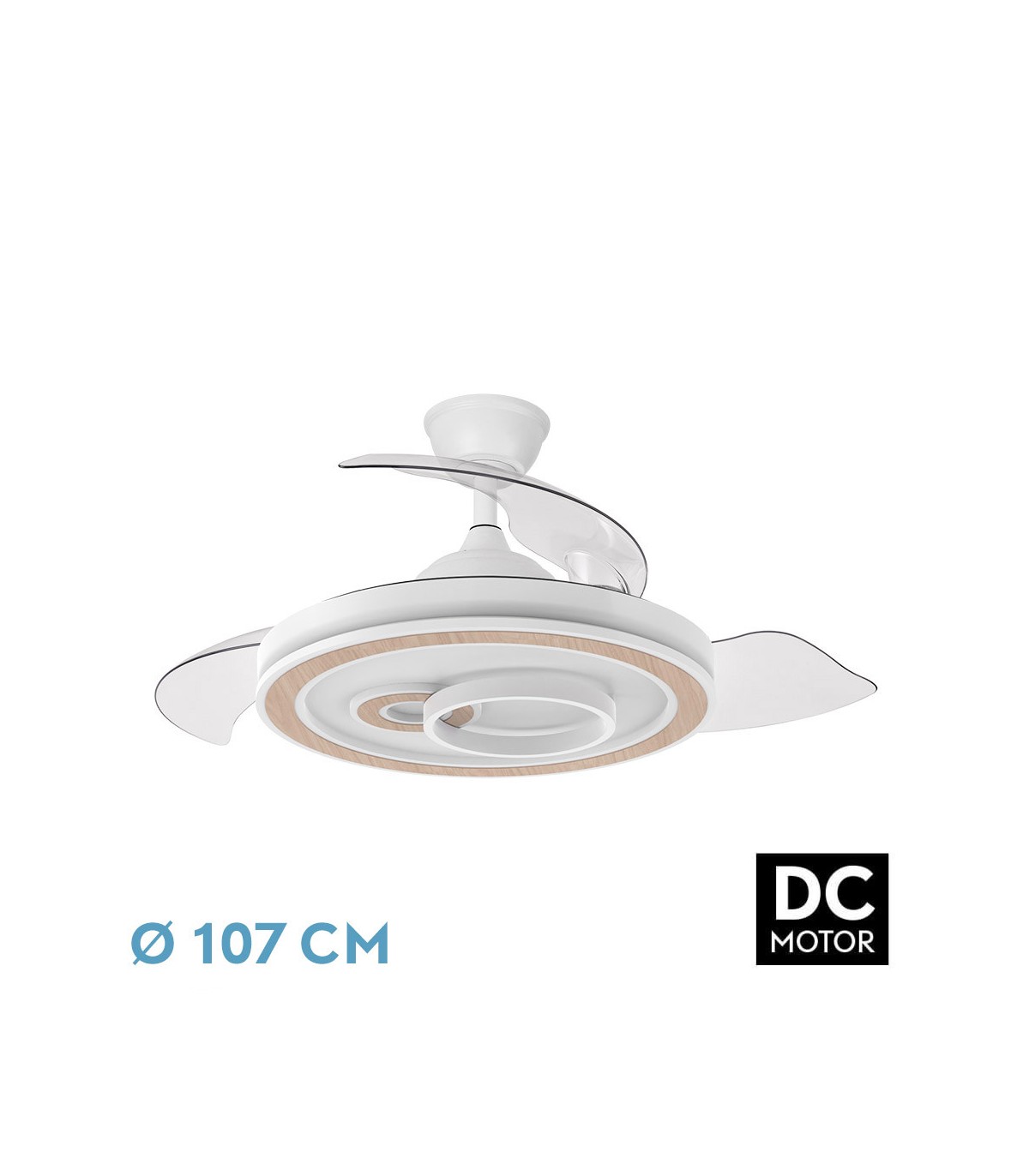 Ventilador de Techo SULTAN APP Blanco/Haya DC 68W 4960Lm 3 Aspas CCT