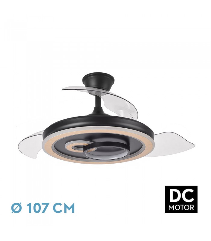 Ventilador de Techo SULTAN APP Negro/Haya DC 68W 4960Lm 3 Aspas CCT