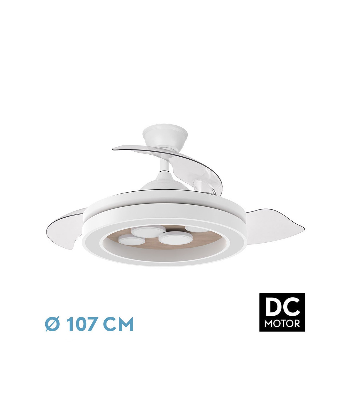 Ventilador de Techo CUPIDO APP Blanco/Haya DC 55W 4960Lm 3 Aspas CCT