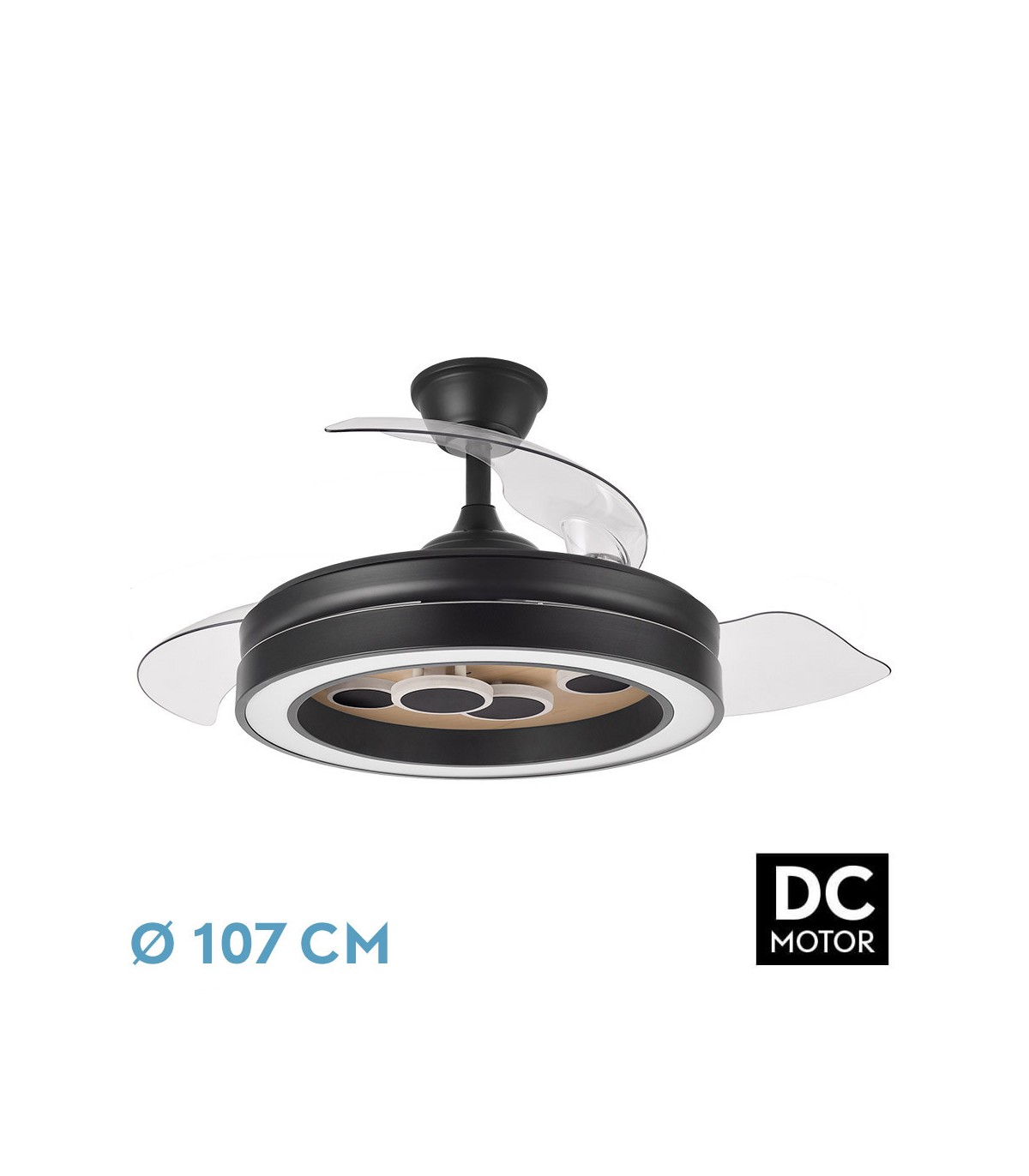 Ventilador de Techo CUPIDO APP Negro/Haya DC 55W 4960Lm 3 Aspas CCT