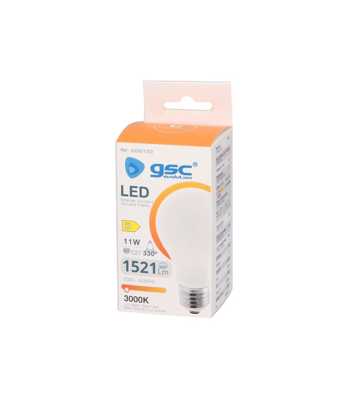 Bombilla Serie Cristal A60 11W 1521Lm E27