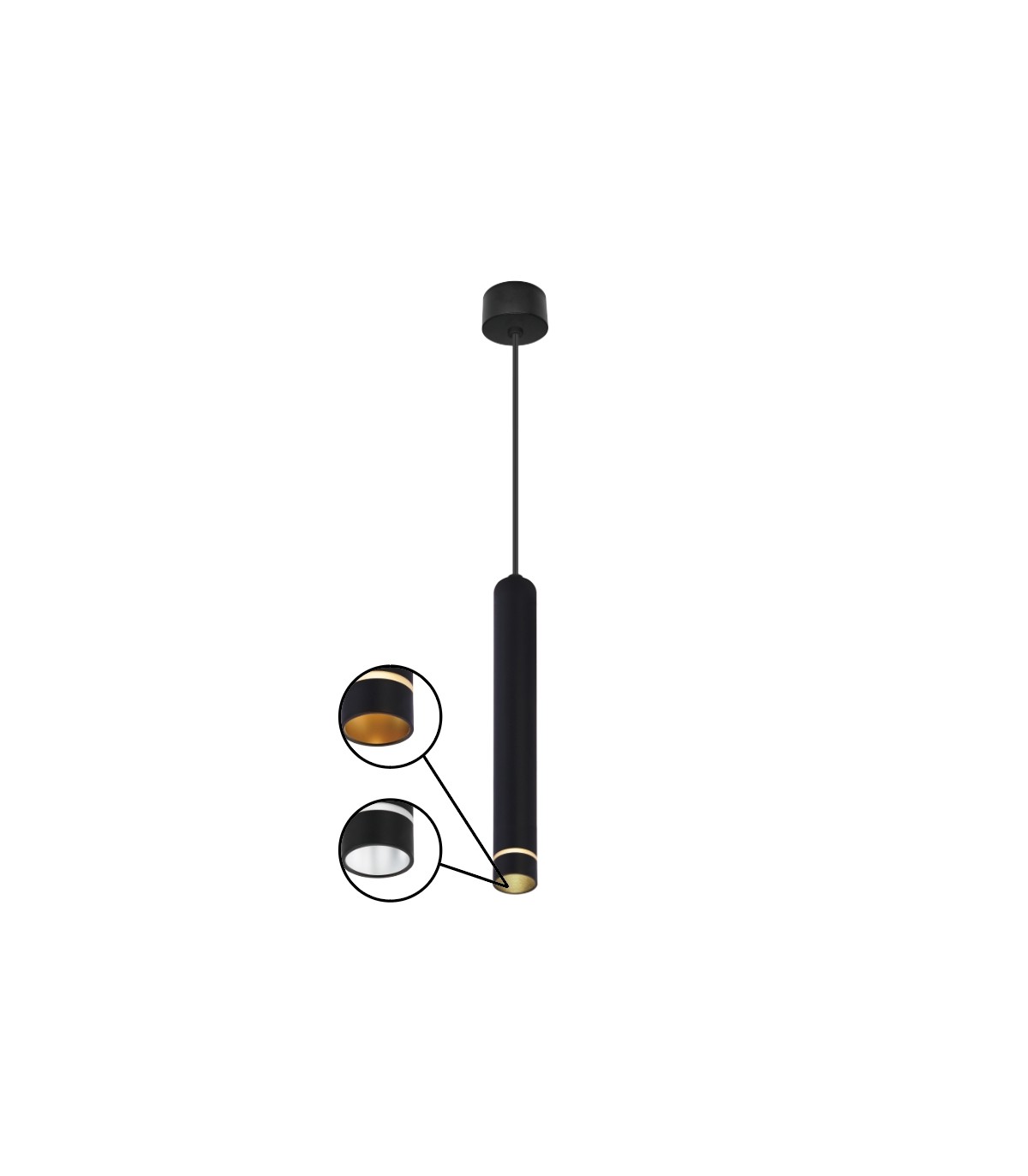 Colgante SPLIT 1xGU10-MINI Negro Regulable Altura