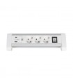 Base múltiple sobremesa 3T + 1 USB + 1 USB-C + Int. (3x1.5mm) 1,4M Blanco