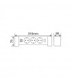 Base múltiple sobremesa 3T + 1 USB + 1 USB-C + Int. (3x1.5mm) 1,4M Negro