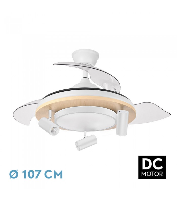 Ventilador de Techo GLADIATOR APP Blanco/Haya DC 37+15W 3980Lm 3 Aspas CCT