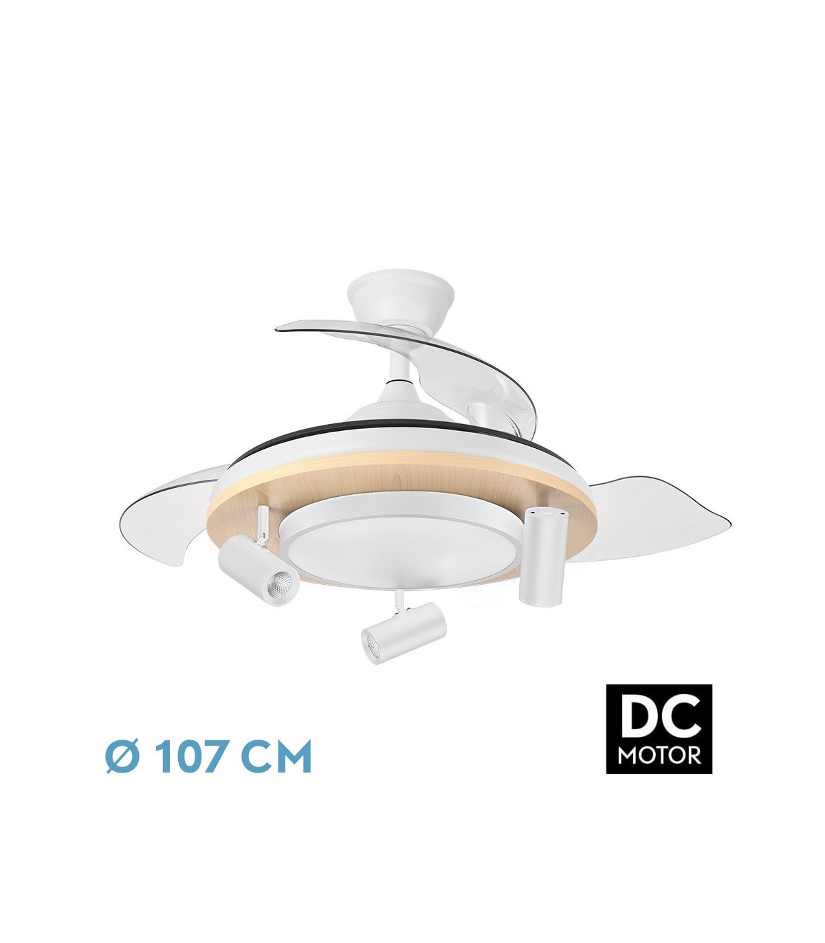 Ventilador de Techo GLADIATOR APP Blanco/Haya DC 37+15W 3980Lm 3 Aspas CCT