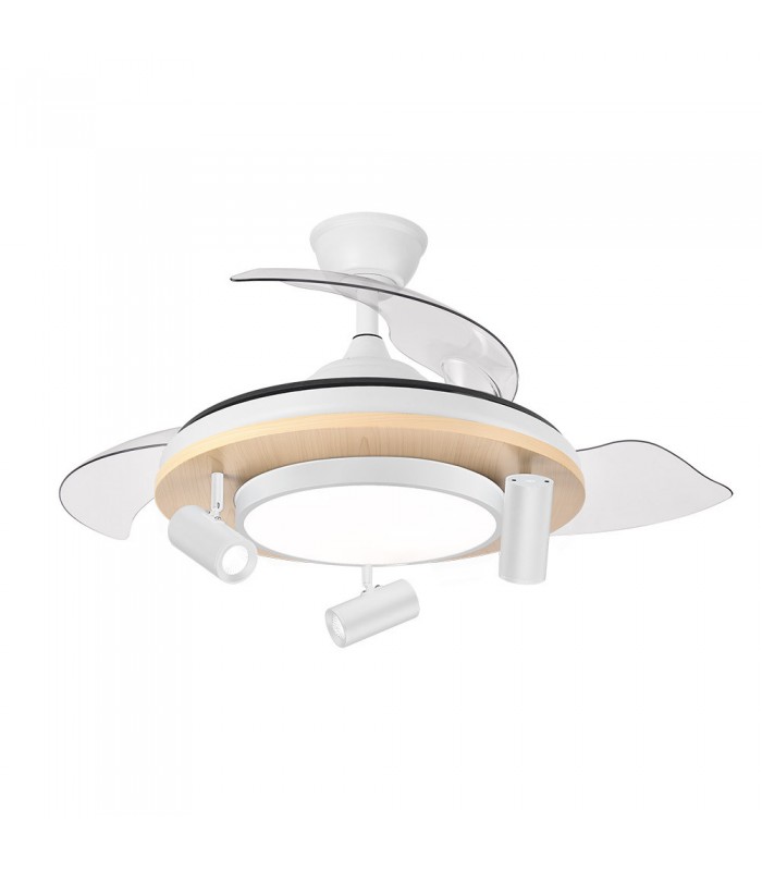 Ventilador de Techo GLADIATOR APP Blanco/Haya DC 37+15W 3980Lm 3 Aspas CCT