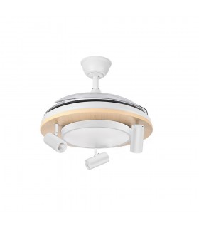 Ventilador de Techo GLADIATOR APP Blanco/Haya DC 37+15W 3980Lm 3 Aspas CCT
