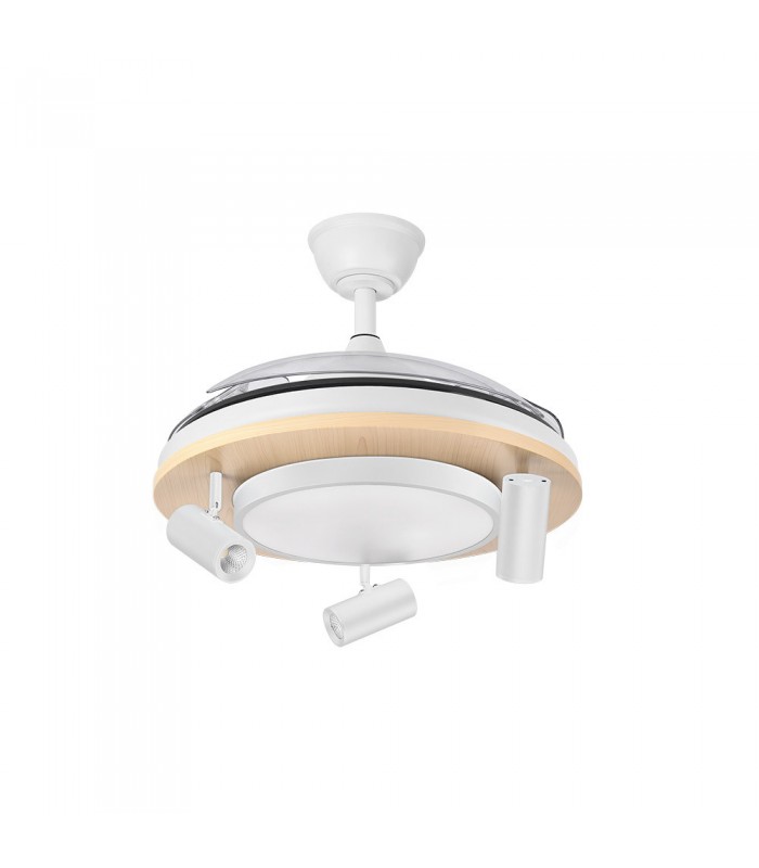 Ventilador de Techo GLADIATOR APP Blanco/Haya DC 37+15W 3980Lm 3 Aspas CCT