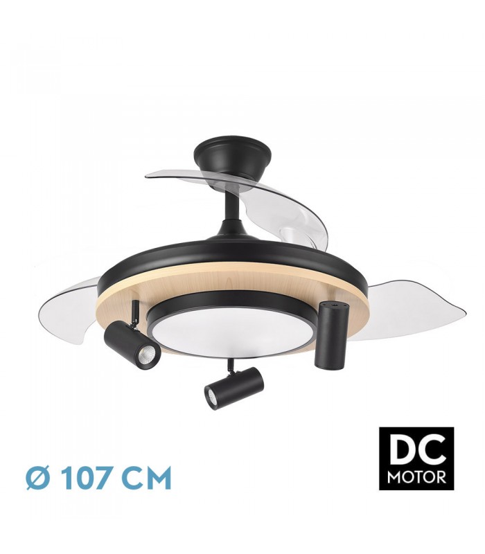 Ventilador de Techo GLADIATOR APP Negro/Haya DC 37+15W 3980Lm 3 Aspas CCT