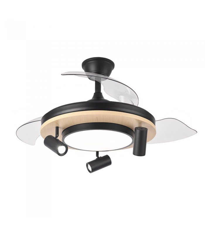 Ventilador de Techo GLADIATOR APP Negro/Haya DC 37+15W 3980Lm 3 Aspas CCT