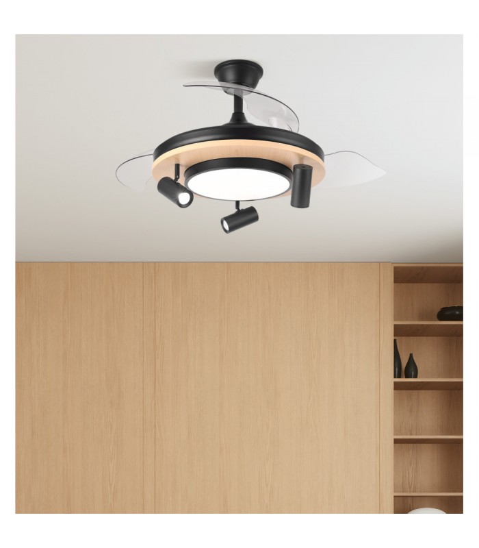 Ventilador de Techo GLADIATOR APP Negro/Haya DC 37+15W 3980Lm 3 Aspas CCT