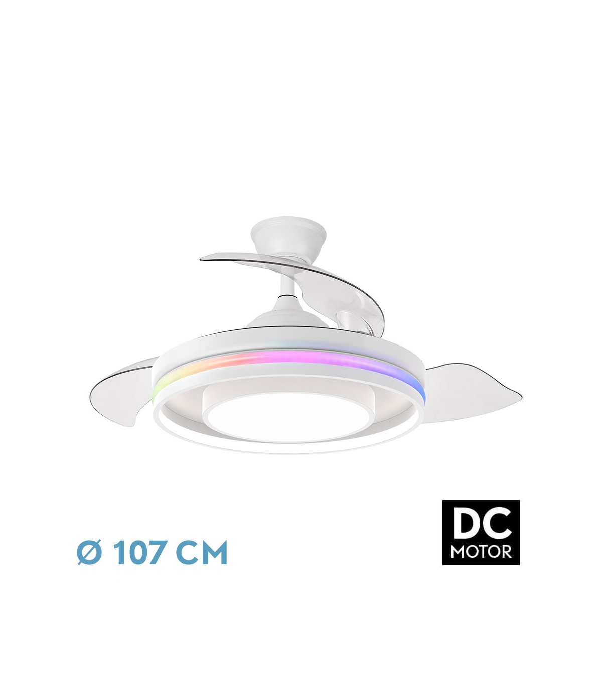 Ventilador de Techo PITUFO APP Blanco DC 57W 3990Lm 3 Aspas RGB+CCT
