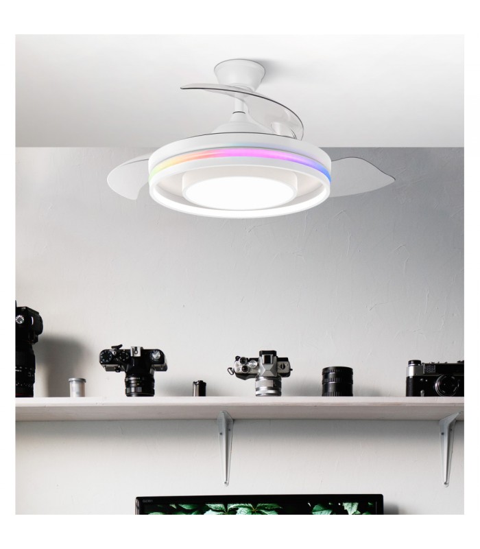 Ventilador de Techo PITUFO APP Blanco DC 57W 3990Lm 3 Aspas RGB+CCT